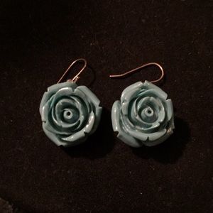Turquoise Rose and Sterling Silver Earrings